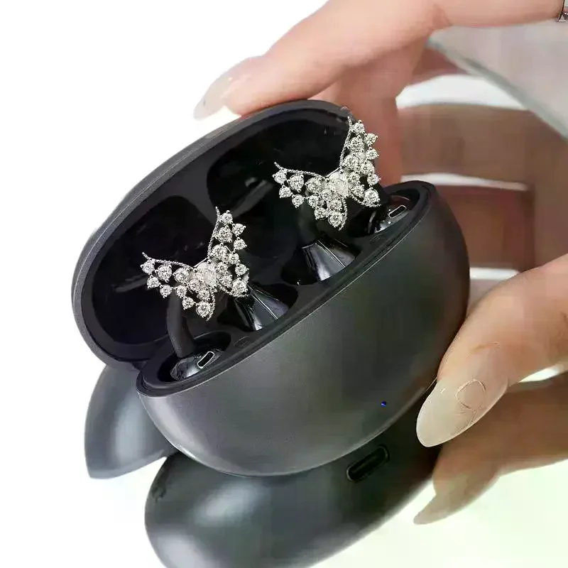1Pcs Sparkly Rhinestone Butterfly Earbud Accessory With Shiny Zircon Design For Daily Wear Parties Dating Gifts For Women Teen