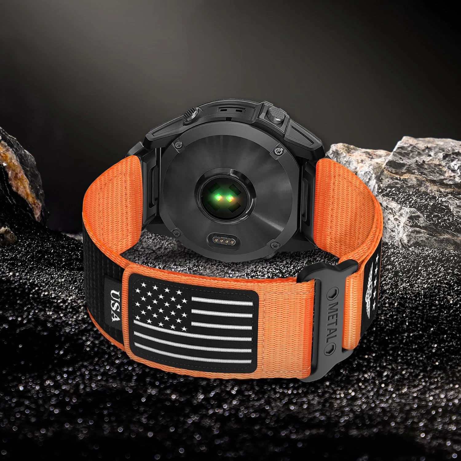 Tactical Nylon Watch Strap Metal Quick Release Buckle for Garmin Fenix 8 7 6 5 Epix TACTIX Outdoor Climbing Sport USA Flag Woven