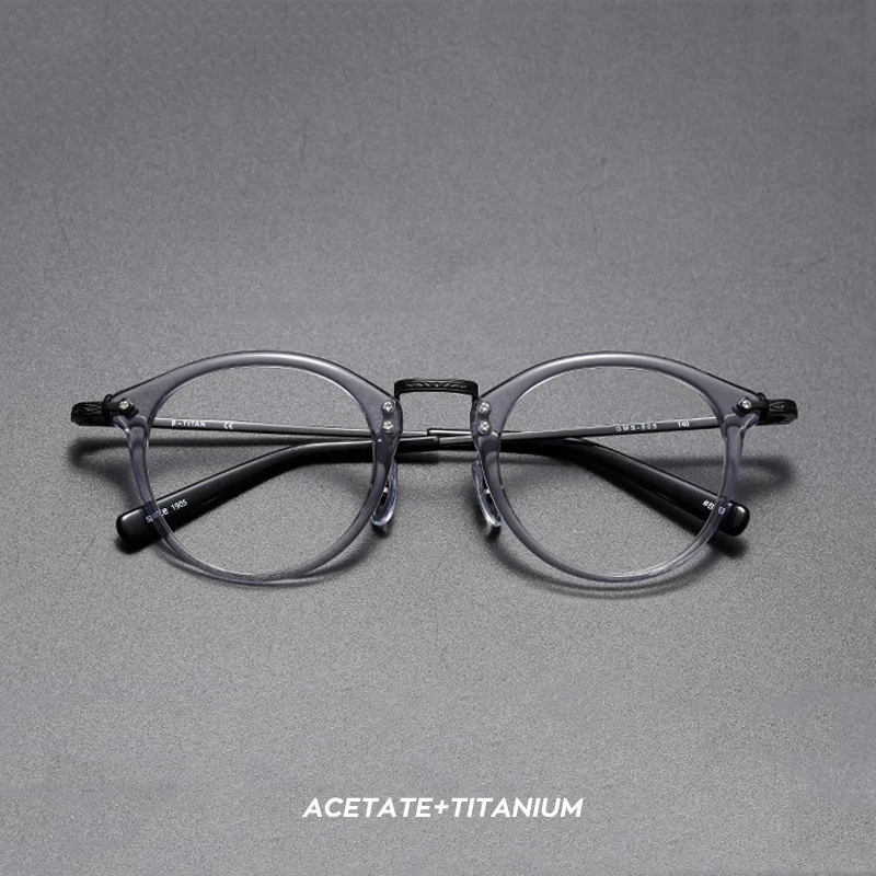 

Japan Luxury Brand Design Men's Retro Titanium Acetate Round Frame Eyeglasses Women Vintage Style Optical Myopia Lenses Glasses