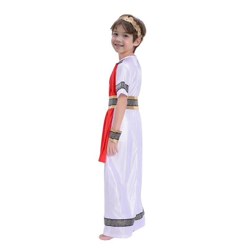 EE01 Disfraz de cosplay medieval para niños, niño romano antiguo, césar del emperador griego, traje histórico para el día de la semana del libro, Hallow & 0Ww