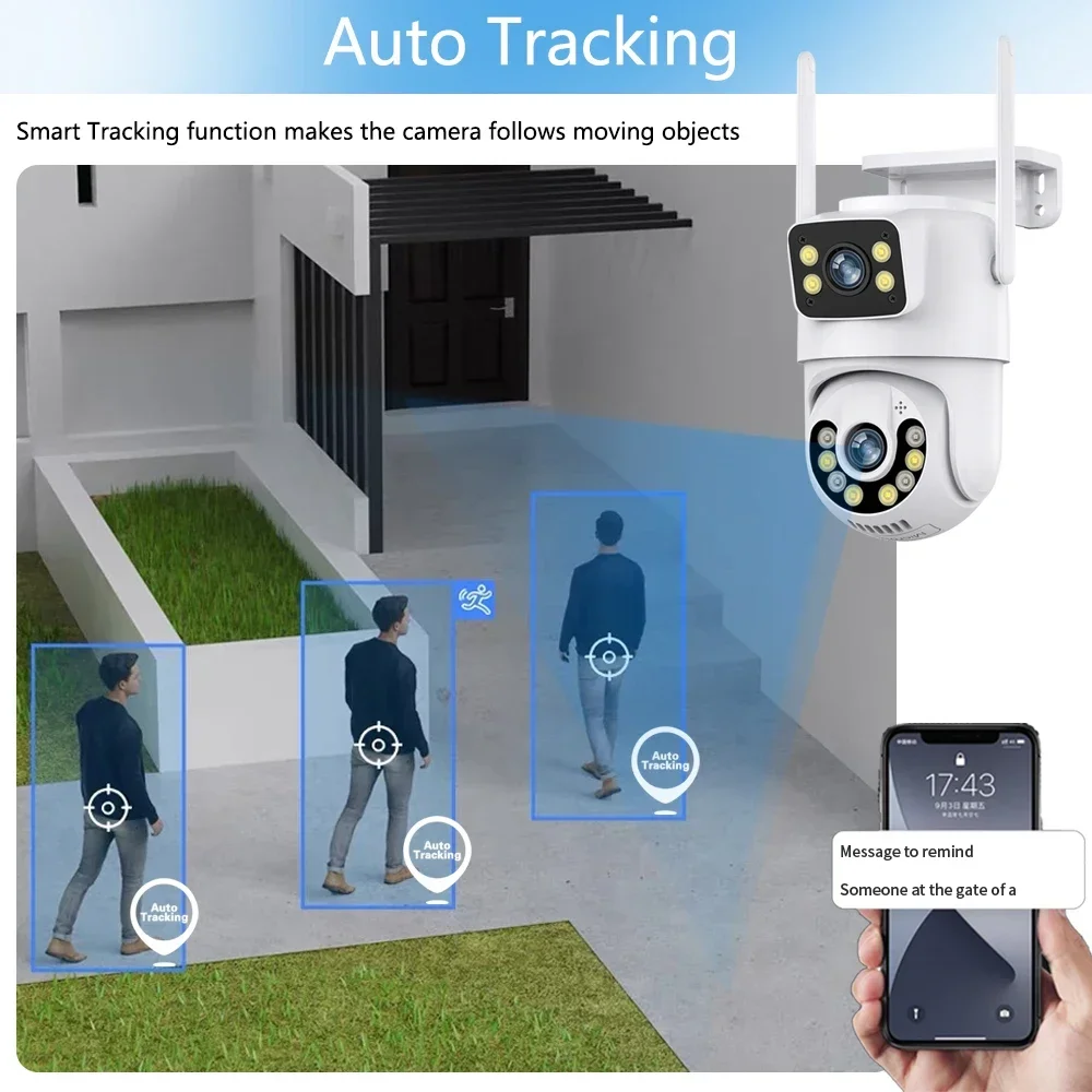 Imagem -03 - Câmera Ptz de Lente Dupla ao ar Livre Rastreamento Automático Cctv Áudio Vigilância por Vídeo Casa Tela Dupla Wi-fi ip P2p Ipc360 4k 8mp 8mp