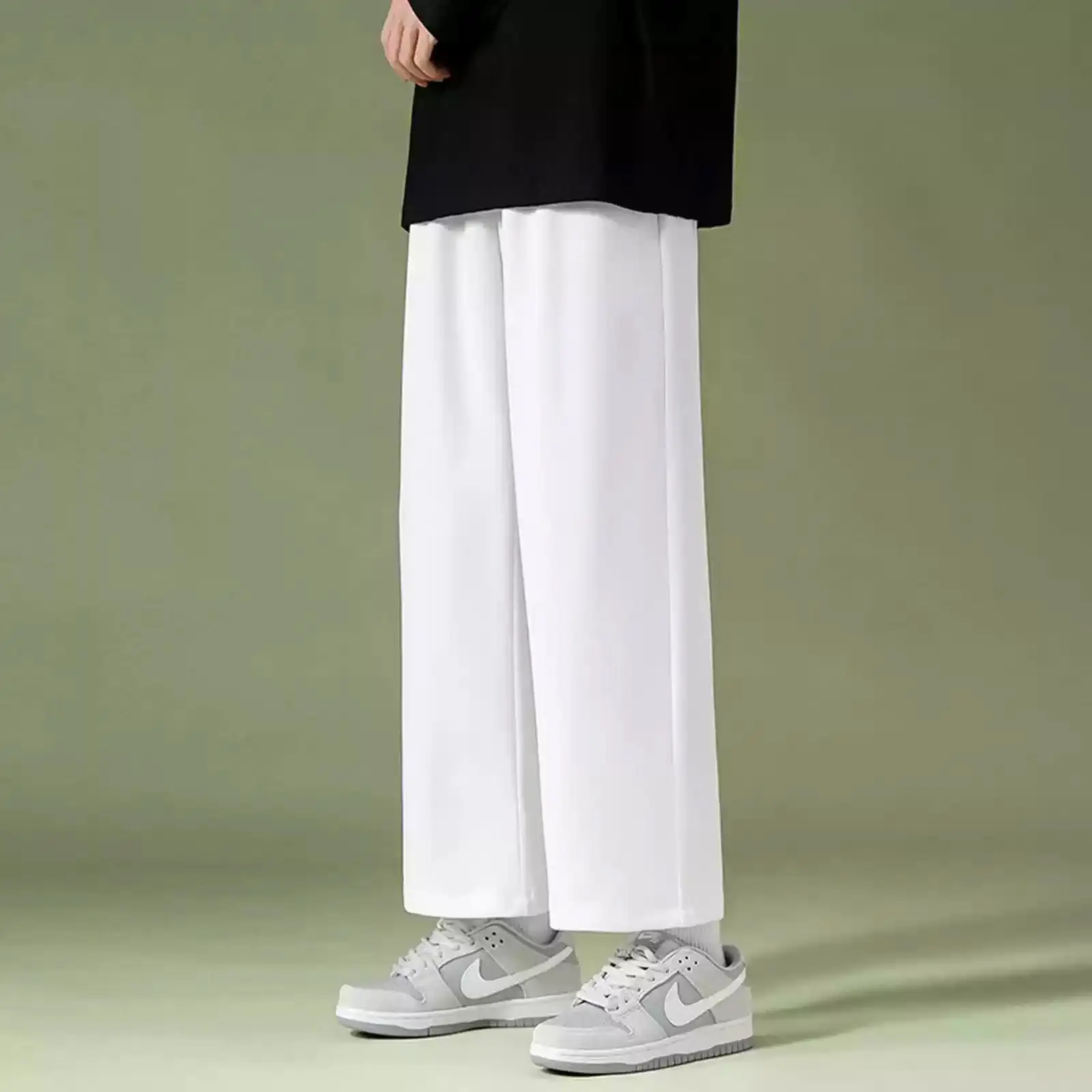 Mens White Joggers Loose Fit Fashion Label Spring Autumn Tapered Slimming Sports Cool Trousers