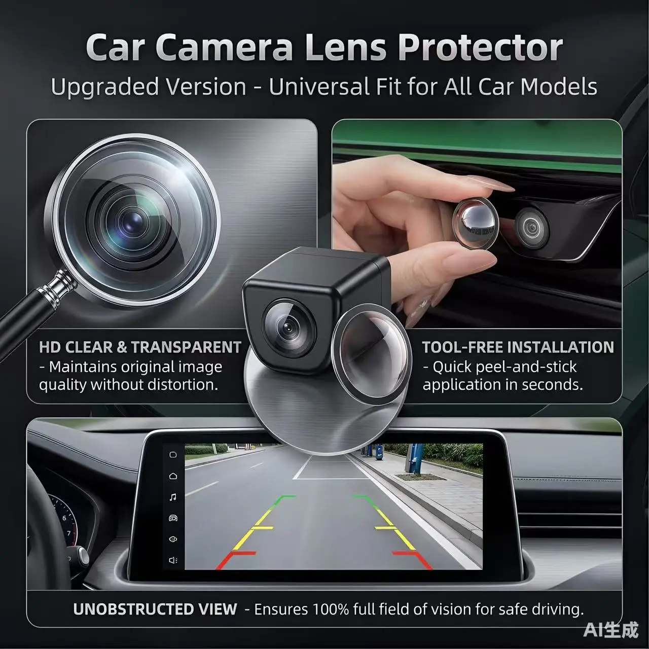 Suitable for Subaru cars, 360-degree lens protector, lens hood, waterproof and dustproof, car modification accessory set