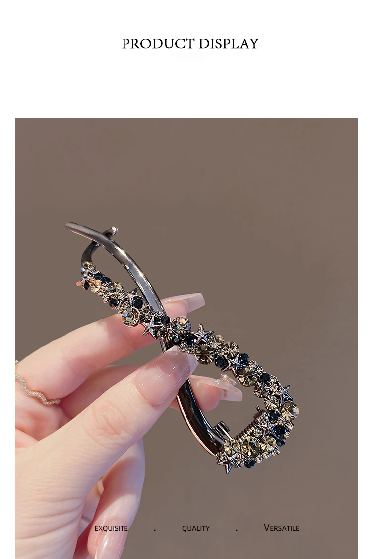 Mode Strass Banana Clip Haar Clips Elegante Unregelmäßige Frauen Haar Clip Mädchen Klaue Kopfschmuck Haar Zubehör Koreanische Haarnadel – Detail 3