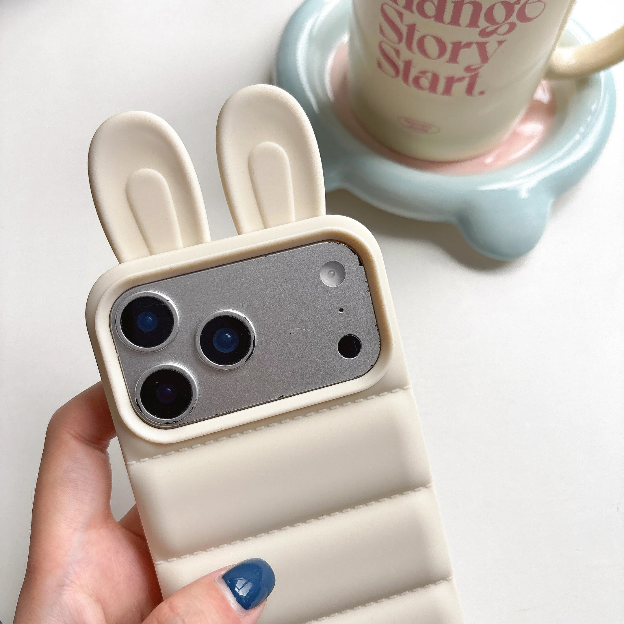 Niedliche Originelle Hasenohren 3D-Hülle für iPhone 17 16 15 Handyhülle 17 16 15 Pro MAX Weiche Stoßfeste Rückseite Schutzhülle – Detail 1