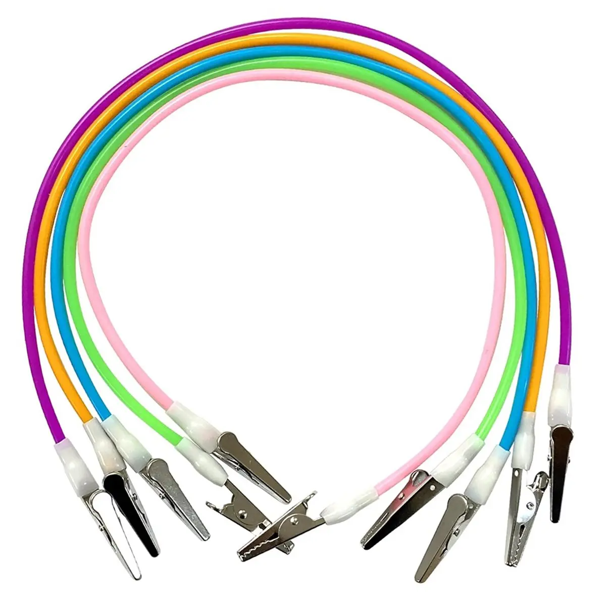 DT35BG 10-Pack Dental Bib Clips Silicone Chain and Clip Holders for Napkins, Assorted Colors 2 of Each Color