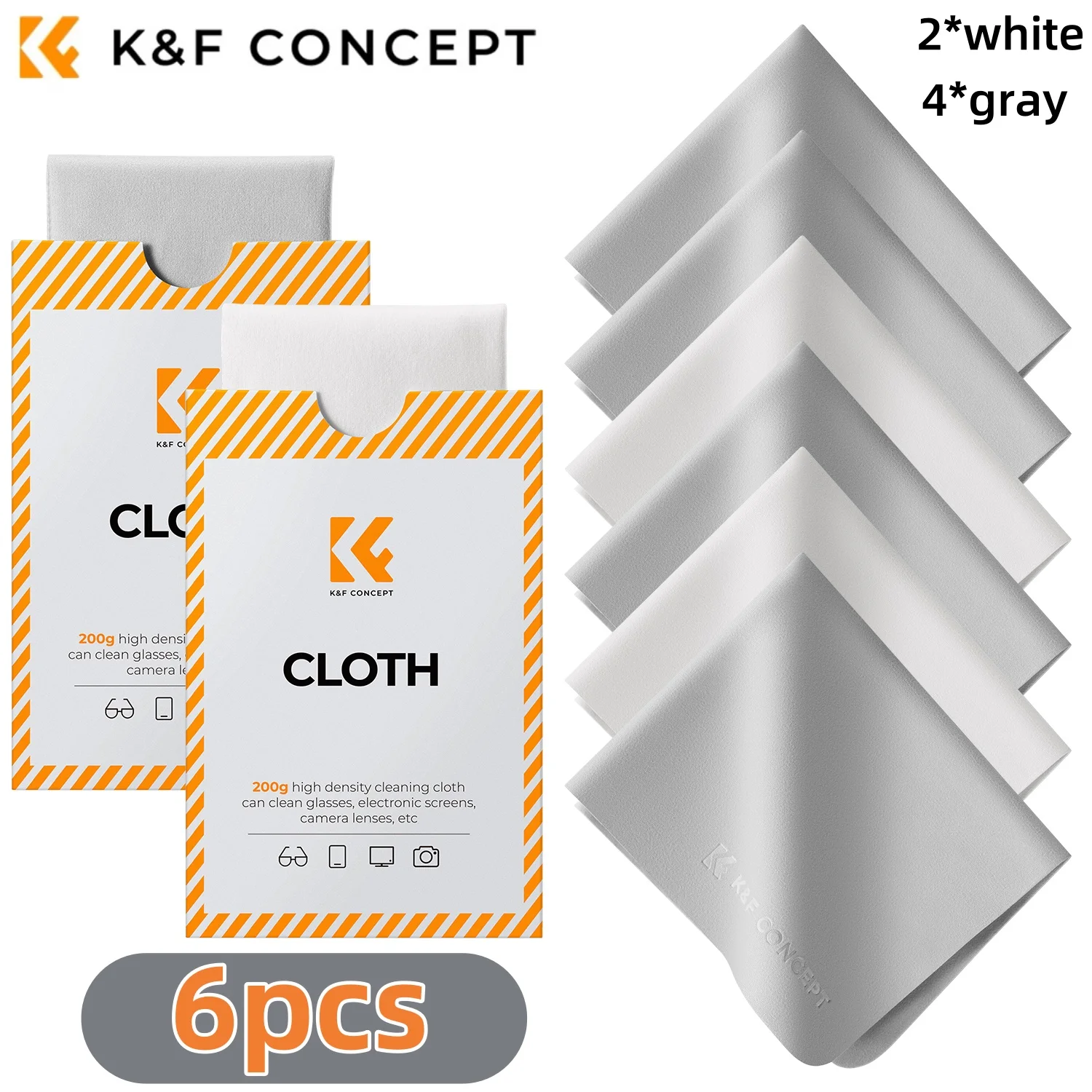 K&F CONCEPT 6x7 inch Premium Microvezel Reinigingsdoeken Lensreinigingsdoek voor camera lenzen, brillen, telefoonschermen, camera's