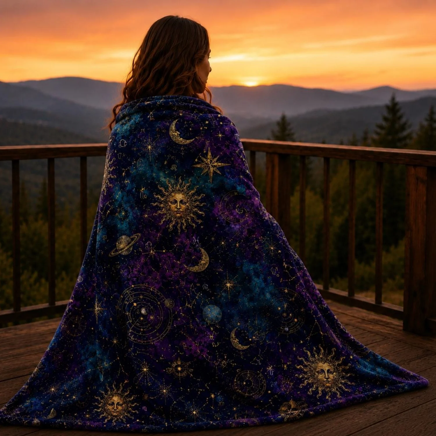 1pc Whimsigoth Celestial Blanket Moon and Stars Blanket,Gothmas celestial decor bridging Halloween into Christmas