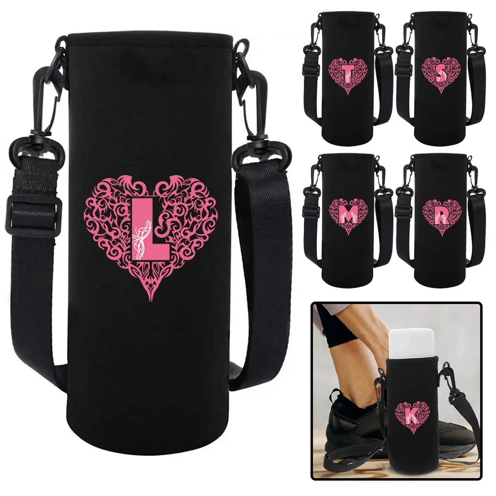 Love Letter Insulated Water Bottle Sleeve Bag Cover with Adjustable Strap Outdoor Travel Accessories Water Cup Carrier Bags