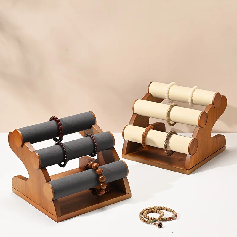 Oirlv 3 Layer Wooden Watch Stand Jewelry Storage Rack Large Capacity Watch Display Props Bracelet Jewelry Rack Jewelry Organizer