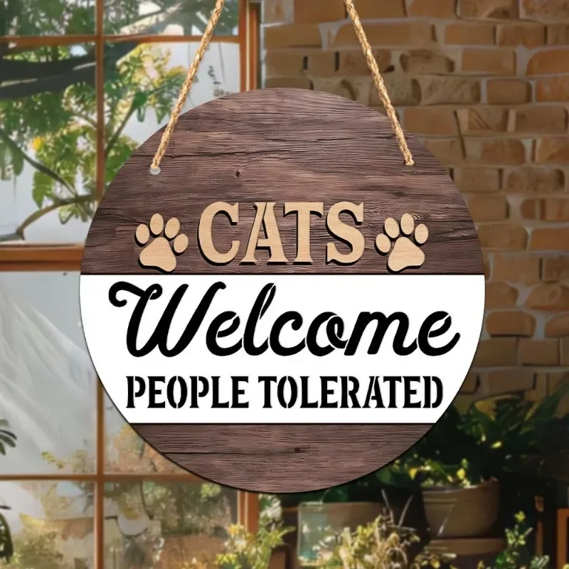 20cm round Wooden Welcome Sign 2026 Latest Models Top Quality Hollow Wall Hanging Door Plaque Home Decor