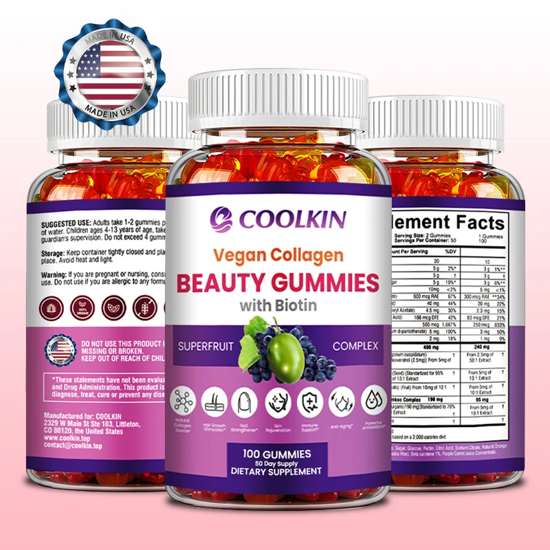 

Beauty Gummies - Contains Biotin, Which Promotes Hair Growth, Brightens Skin Tone, and Strengthens Nails, Bones, and Joints
