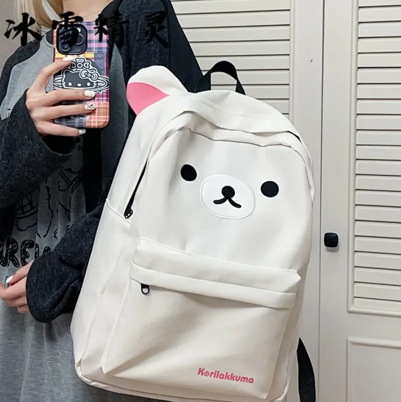 Cute Japanese Style Brown Bear Backpack Large Capacity Cartoon Student School Bag Soft Girl Versatile Casual Daily Travel Should