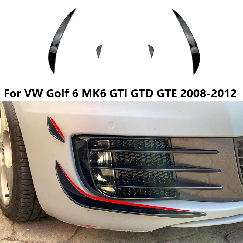 

For VW Golf 6 MK6 GTI GTD GTE 2008 2009 2010 2011 2012 Side Splitter Canard Air Blade Tuning Car Front Bumper Side Spoiler