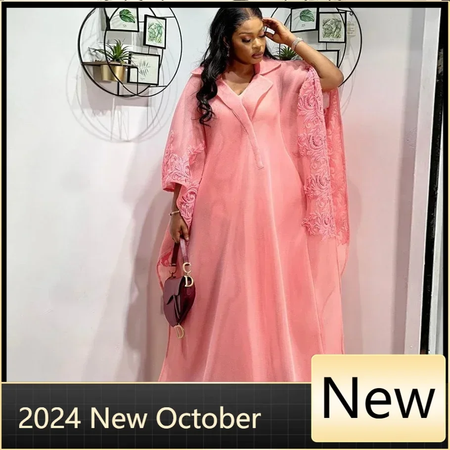 

Plus Size Abaya African Dresses for Women 2024 New Traditional Nigeria Embroidery Caftan Dress Abaya Musulman Robe Femme Clothes