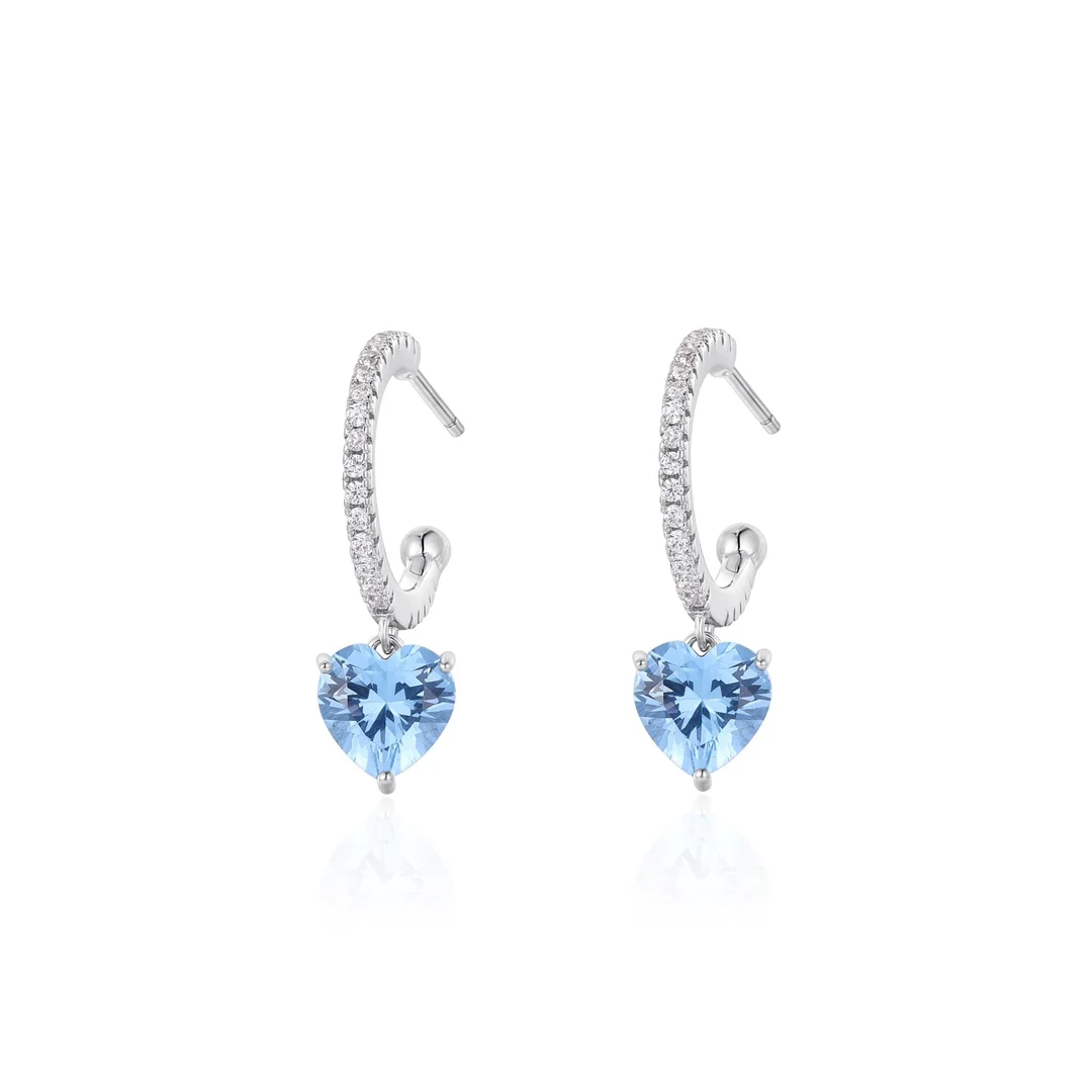 

IN JEWELIFE Trendy Aquamarine Heart Shaped Hoop Earrings for Women Cubic Zirconia Fashion Jewelry Accessories
