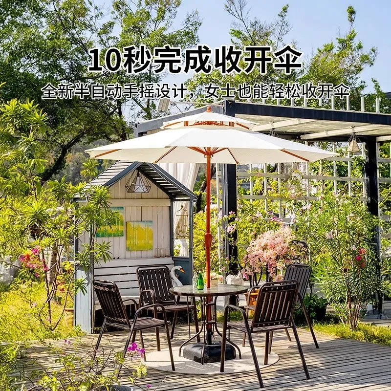 Outdoor Patio Umbrella Waterproof Sunshade for Garden Terrace Tables and Chairs Central Pole Parasol for Courtyard Use