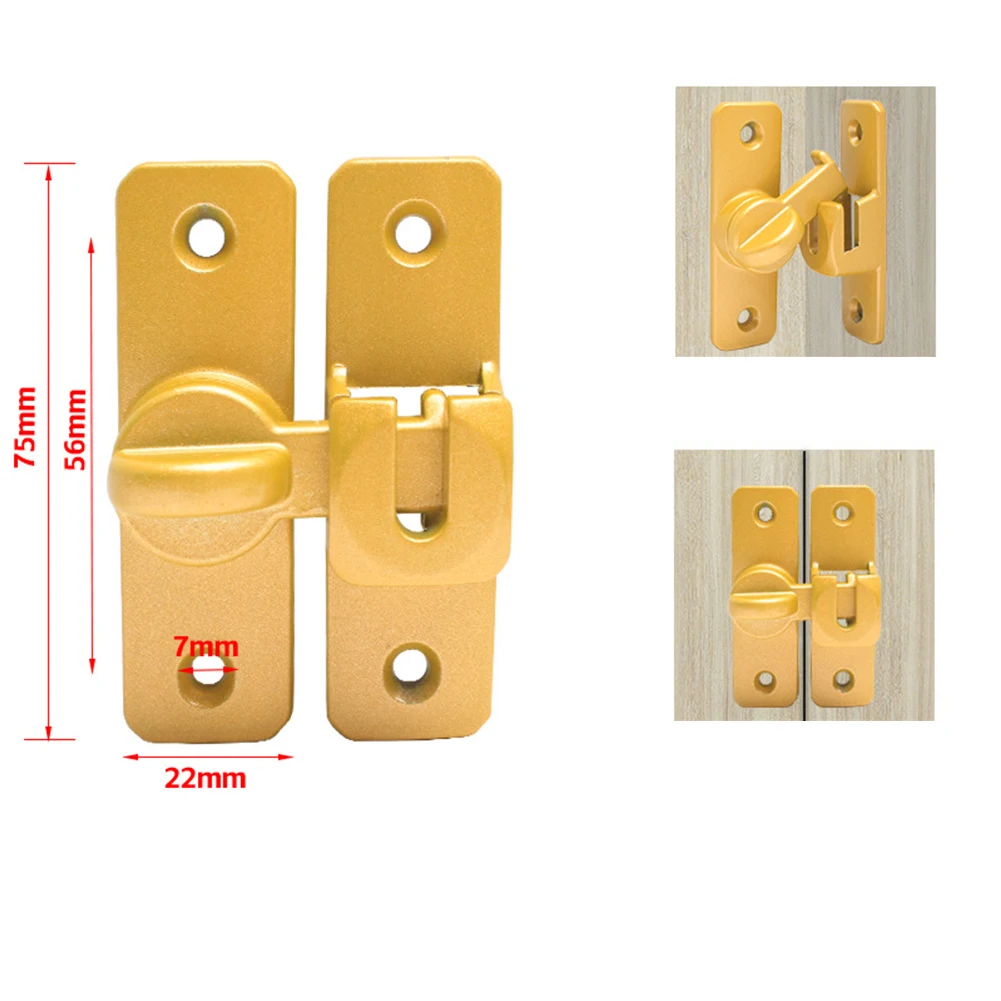 1 шт., 80x25x4 мм, защелка для раздвижной двери, домашняя безопасность, цинковый сплав 90/180 градусов, легко устанавливается, фурнитура для раздвижных дверей, дверные болты