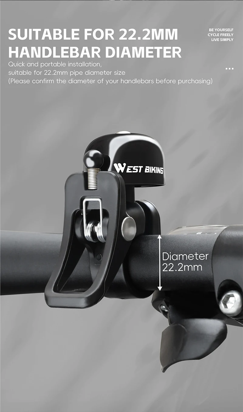 WEST RADFAHREN Mountainbike Glocke Sicherheit Warnung Signal Laut Retro Fahrrad Glocke Straße Lenker Fahrrad Zubehör Reit Ausrüstung – Detail 11