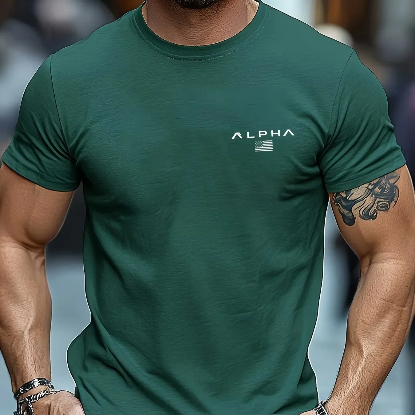 Men's Simple ALPHA Letter Graphic T-shirt Breathable Cotton Short Sleeve Casual Daily Wear Tee