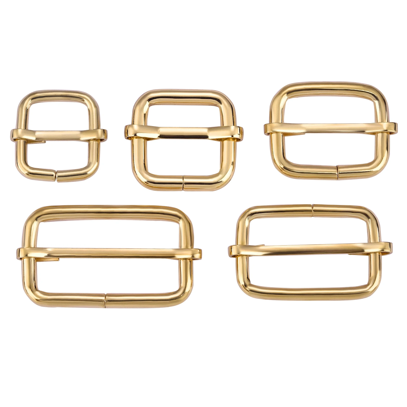 5pcs Metal Slides Tri-Glides Wire-Formed Roller Pin Leather Bag Backpack Buckles Slider Adjuster Bag Strap Accessories 19-39mm