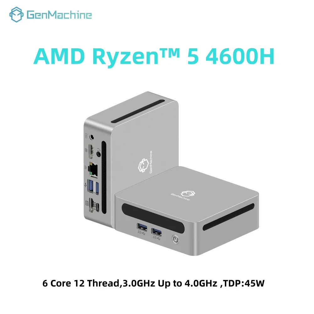 GenMachine AMD Ryzen 5 4600H Windows 11 6 Core 12 Rosca 4.0GHz 45W MINI PC DDR4 WIFI6 RTL8852, BT5.2 Computadora de juegos de escritorio