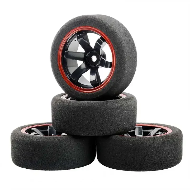 

1/10 Scale Sponge Tires and Wheel Rims with 3mm Offset and 12mm Hex fit RC HSP HPI On-Road Racing Car Model Toys Accessory