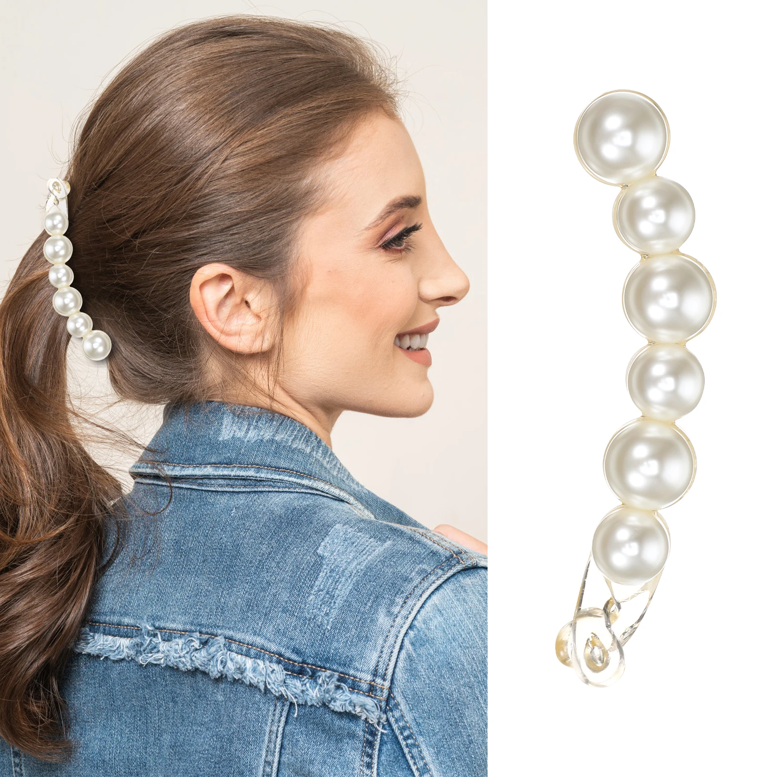 

Pearl Clincher Combs Clip Hairpin for Ponytail Large Comb Vintage White Bridal Fishtail Hair Clip Pearl Hair Barrettes
