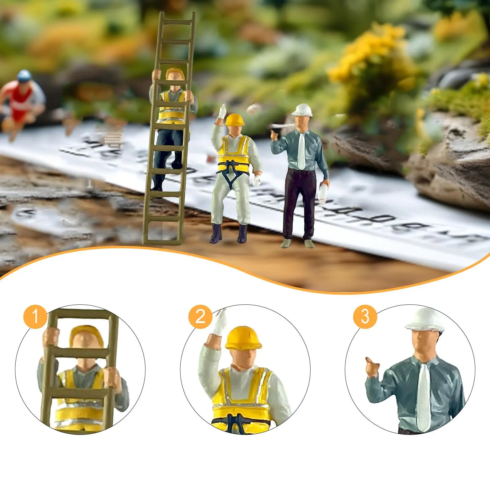 3Pcs Model Figures Ornament Resin Home Decor 1:64 Tiny Ladder Diorama Figures for Hobby DIY Fairy Garden Movie Props Dollhouse