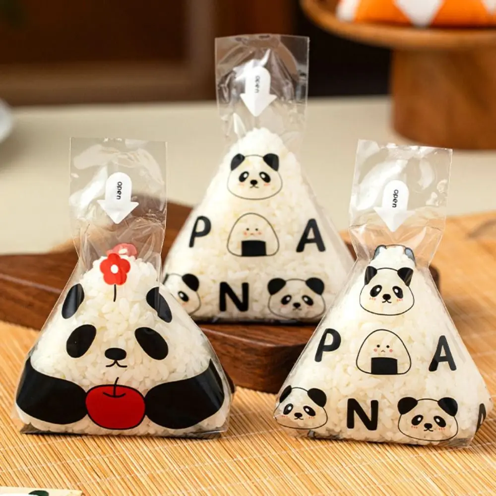 100Pcs Disposable Triangle Rice Ball Packing Bag Cartoon Pattern Transparent Rice Ball Wrapper DIY Japanese Sushi Bag Kids