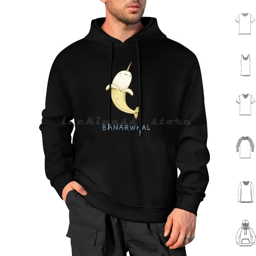

Толстовка Banarwhal из хлопка с длинными рукавами Banarwhal Banana Narwhal Narwhals, милая фруктовая улыбка, счастливая морская рыба, единорог, русалка