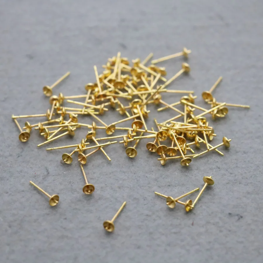 100PCS Metal Hardware Fittings for Accessory Diy Machining metal parts Pins Flat needle Gold-Color for Earrings Bracelet 14*4MM