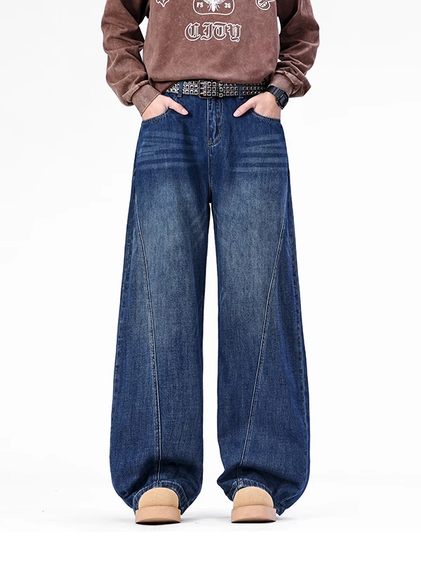 Mgjm Jeans Unissex de Estilo Neutro e Caimento Solto, Tendência Americana, com Corte '' e 'Knife ', Casual para Homens...