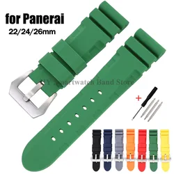 Silicone Watch Band 22mm 24mm 26mm for Panerai SUBMERSIBLE PAM441 359 Pa111 Soft Rubber Bracelet Men Women Waterproof Wrist Band