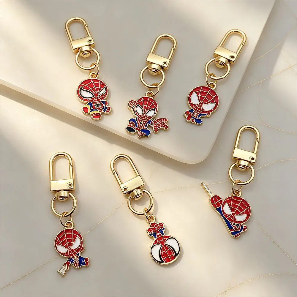 Marvel's Spider-Man pendant, ornament, metal men's backpack charm, men's keychain, cartoon personalized design，Gifts for Men