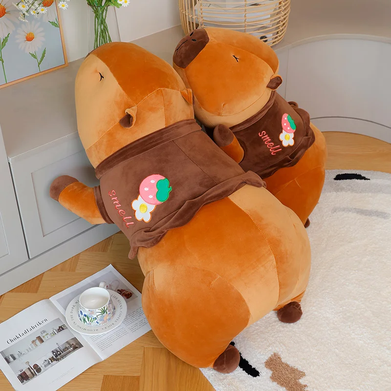 95cm Cartoon New Soft Giant Long Capybara Plush Doll Pillow High Quality Hoodie Capybara Plush Toy Home Decor Appease Doll