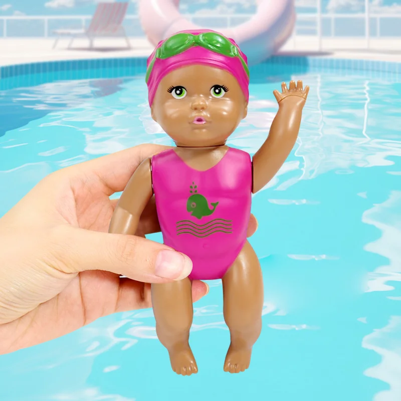 Boneca de natação flutuante com colisão simulada, boneca de natação enrolada, adequada para brincar na água da piscina, int