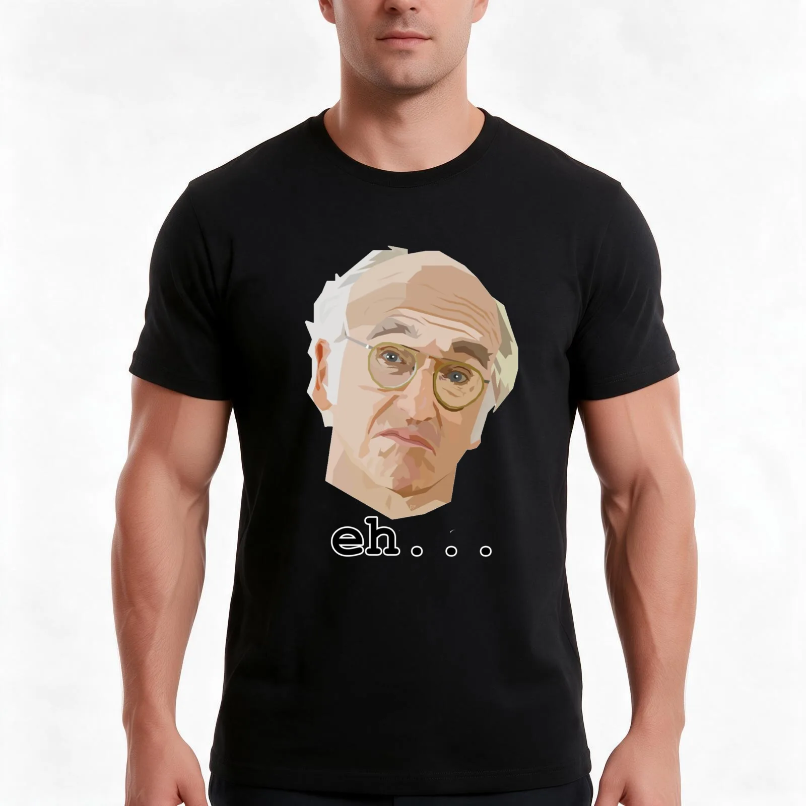 Larry David. Eh.... T-Shirt, Summer Casual Cotton Tee, Oversized Streetwear Tops, Vintage Graphic Print, Loose Fit Short Sleeve