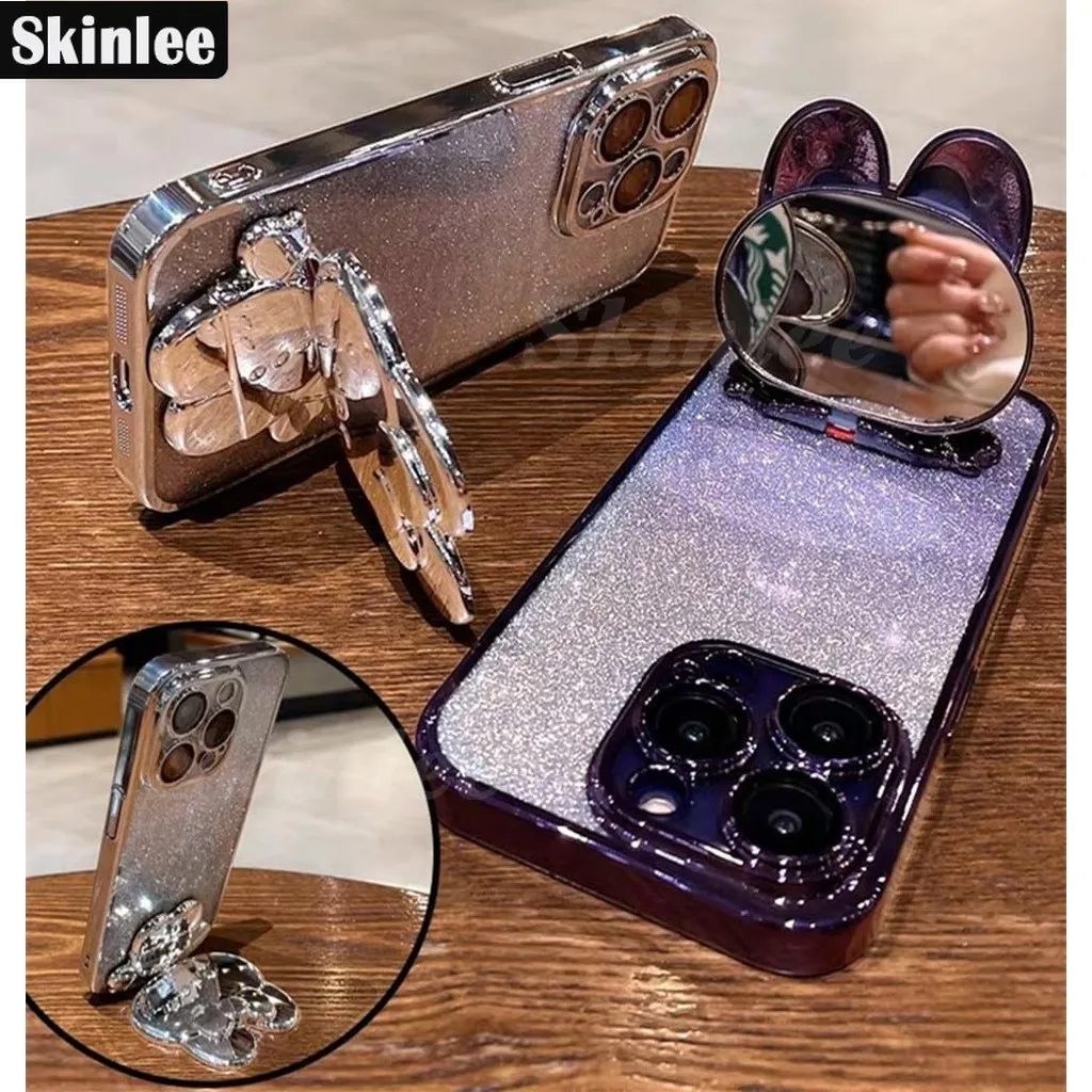 Glitter Plating Mirror With Holder Case For vivo V40 Lite 4g5G Pro V40SE tection TPU Cover For VIVO V40 pro V40 SE 80W 5G SEV40