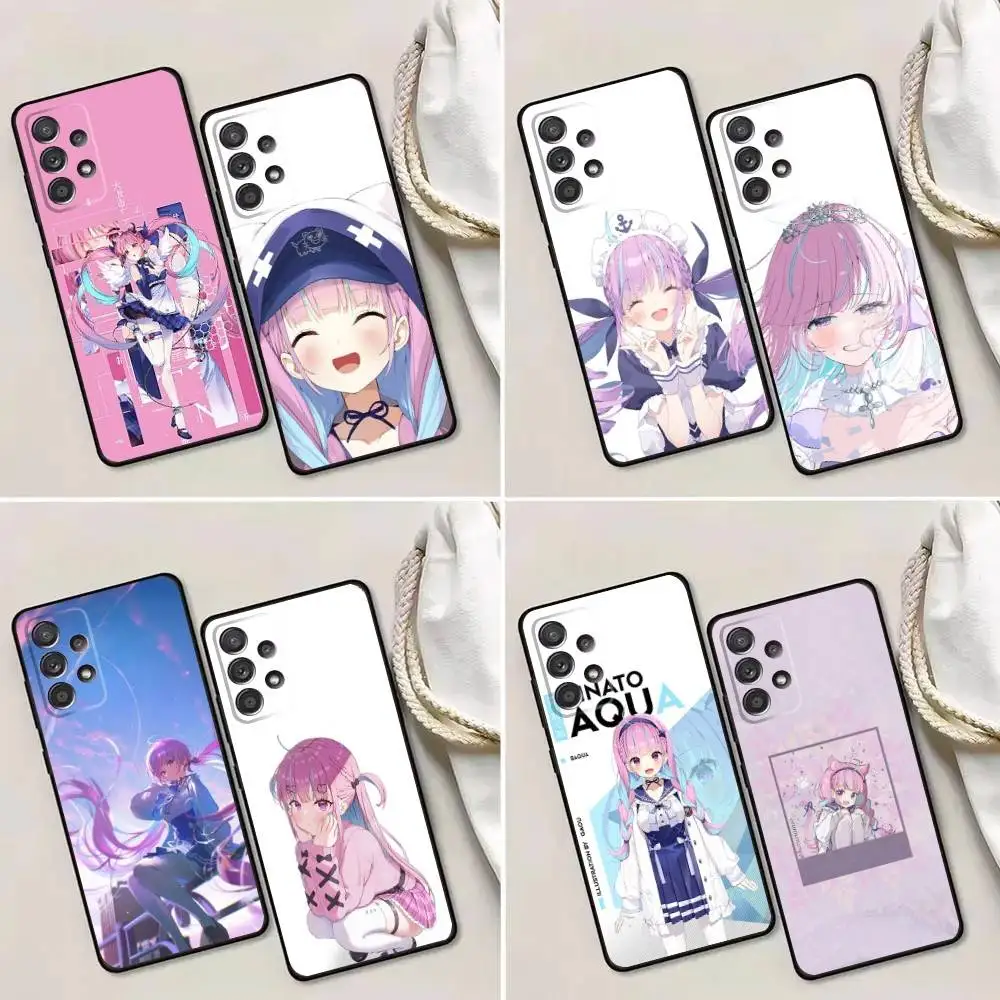 

M-Minato A-Aqua H-Hololive Phone Case For Samsung Galaxy A13,A21s,A22,A31,A32,A52,A53,A71,A80,A91 Soft Black Phone Cover