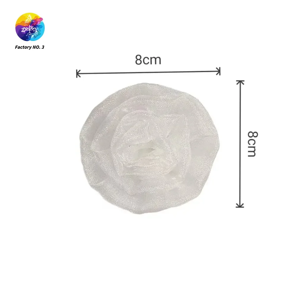 Mesh Pleated Rose Simple Three-dimensional Fabric Flower DIY Plus Pin Brooch Clothes Bag Accessories Accessories