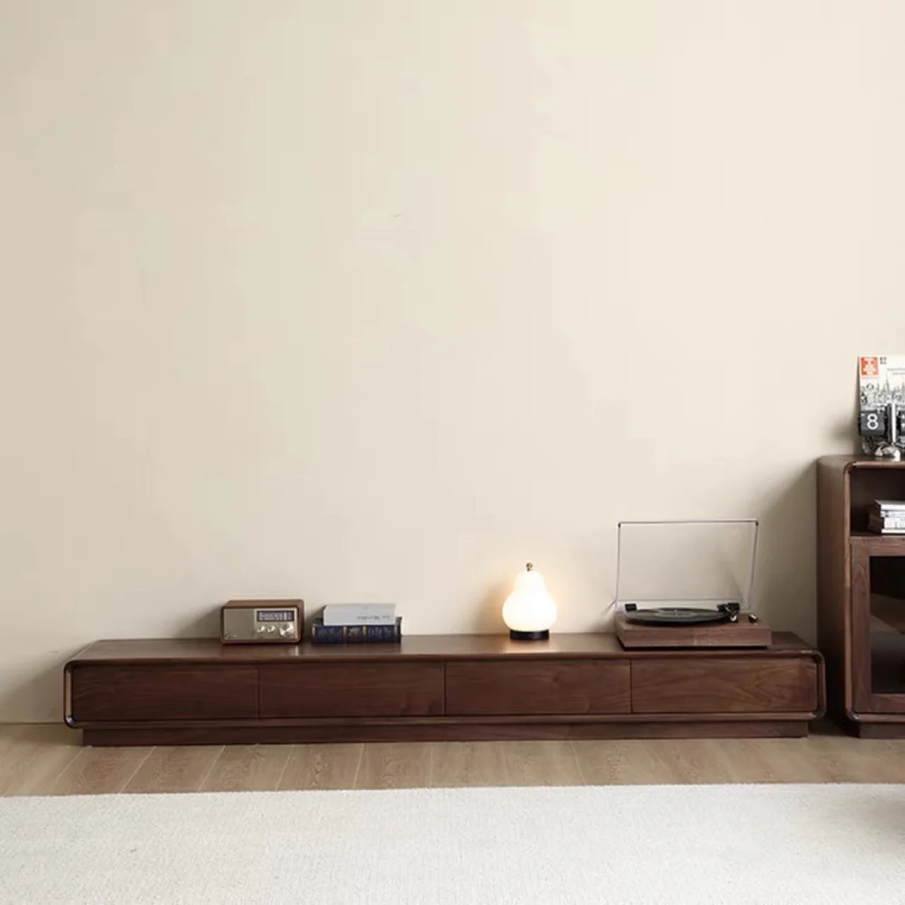 

Customizable North American Black Walnut TV Modern Simple Good Storage Wood Living Room Cabinet