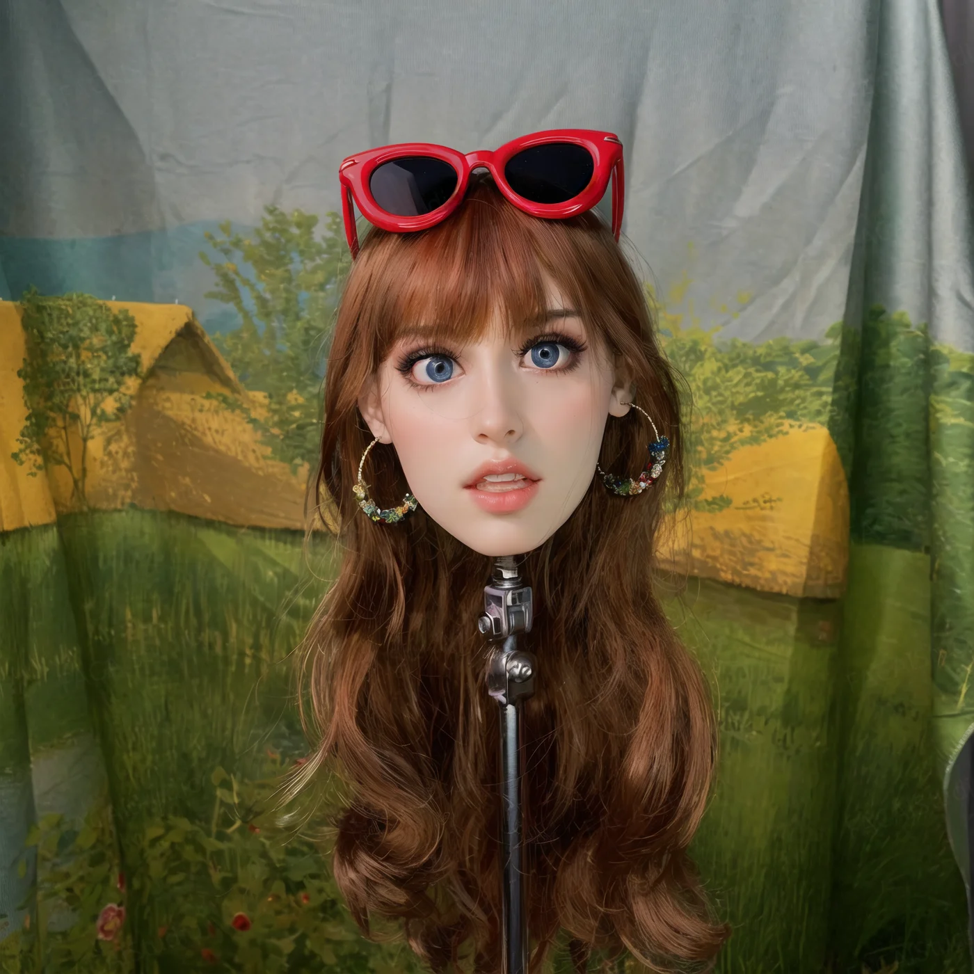 نموذج عنقودية من الحرير لشخصية الرسوم المتحركة على شكل حيوان كرتوني، لون شعر عشوائي