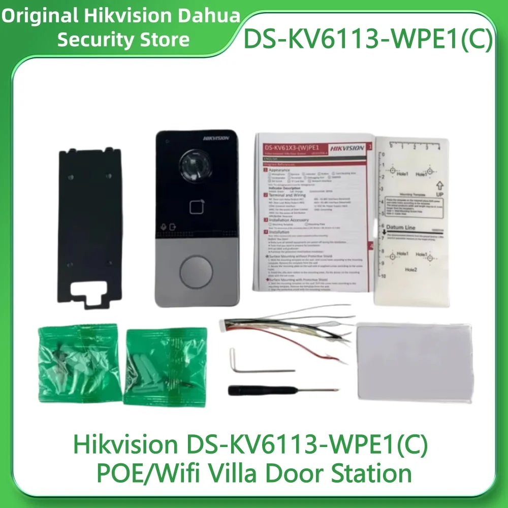 

Hikvision DS-KIS603-P(C) Video Intercom Kit DS-KV6113-WPE1(C) POE/Wifi Villa Door Station DS-KH6320-WTE1 IP-Based Indoor Station