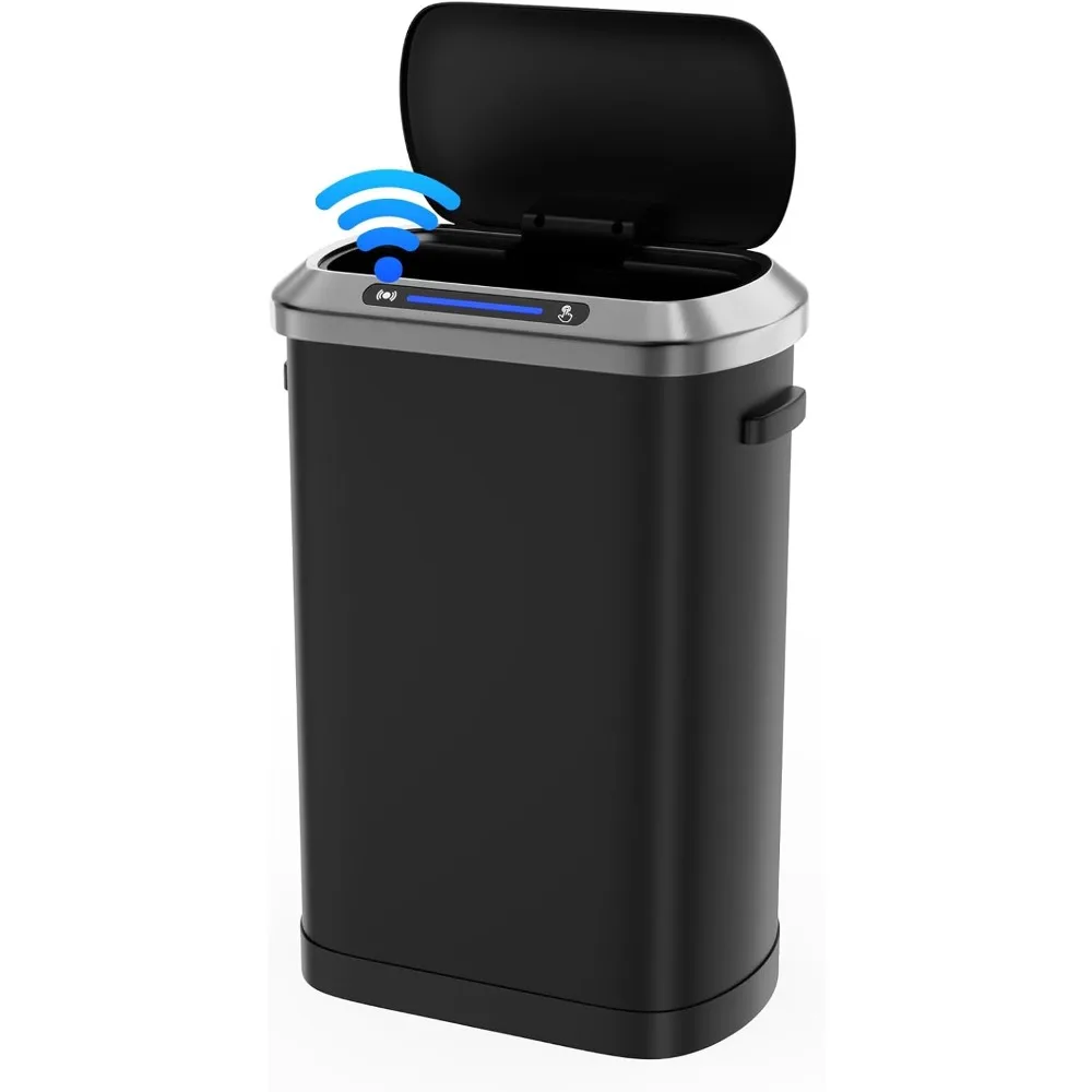 

13 Gallon 50L Black Automatic Smart Trash Can with Lid for Kitchen Office Bedroom Waste Bin and More, Stainless Steel Thickened