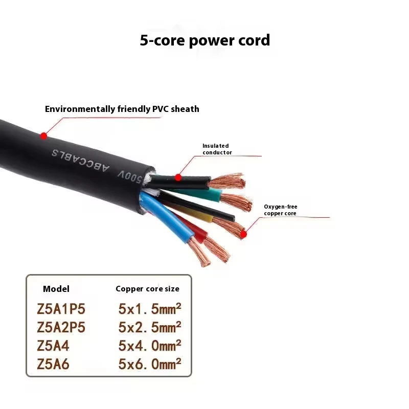 ABCCABLS 32A 5-Pin Industrial Power Cable IP44 Waterproof Aviation Plug For Stage Light & Three-Phase Equipment