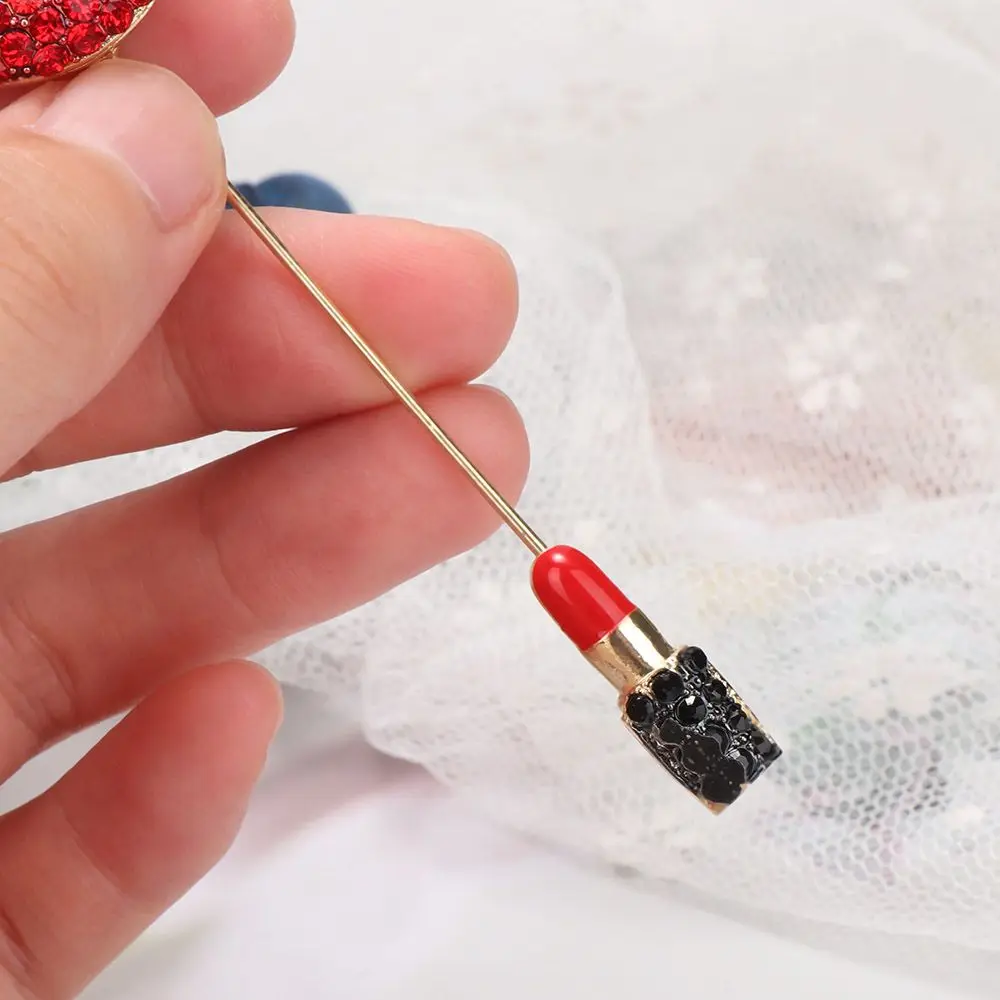 سحر أنيقة رومانسية مأدبة شارة مجوهرات وشاح دبوس أحمر الشفاه بروش أحمر الشفاه