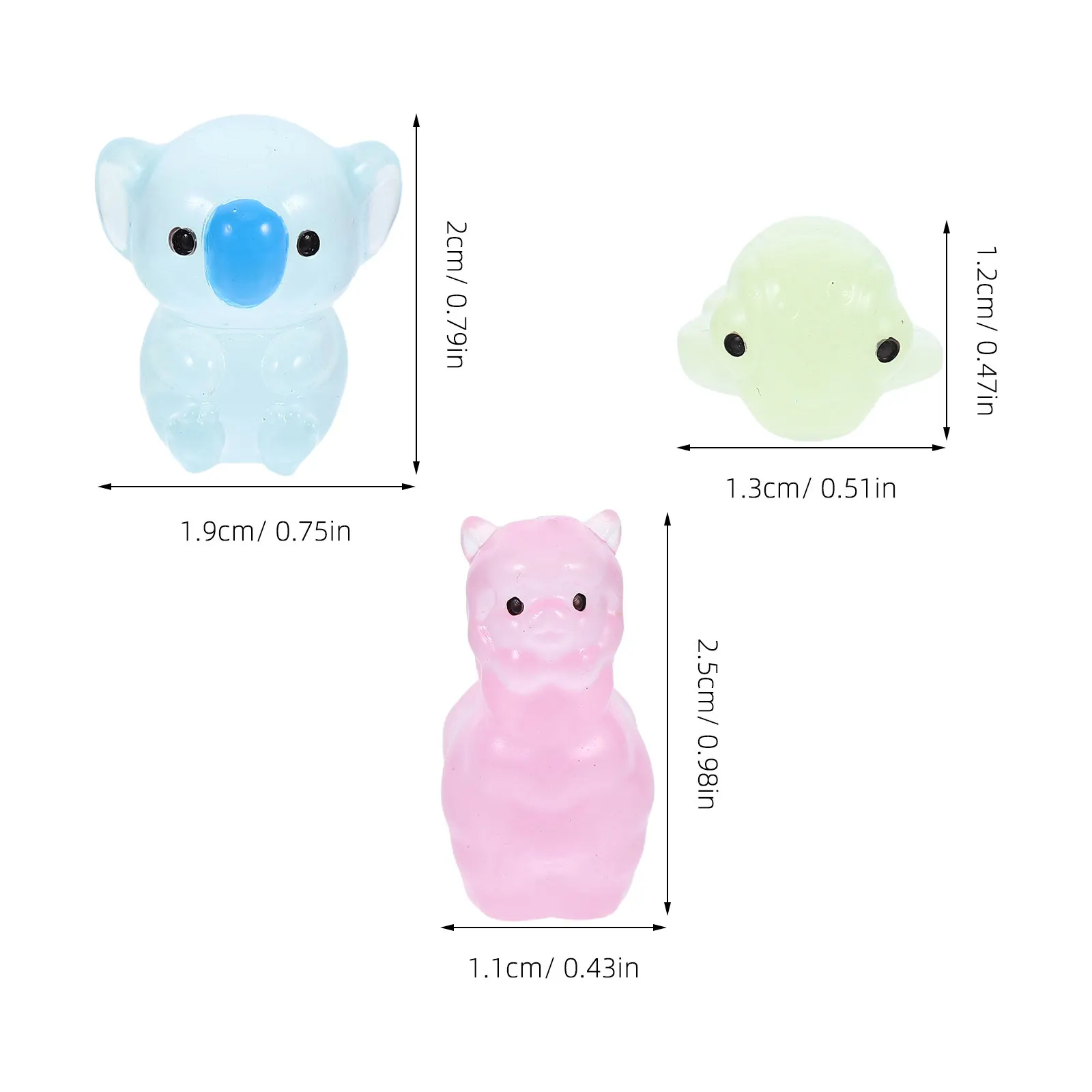 12Pcs Tiny Resin Animal Statues Glow in The Dark Miniature Fairy Garden Accessories Micro Landscape Decor Alpaca Turtle Koala
