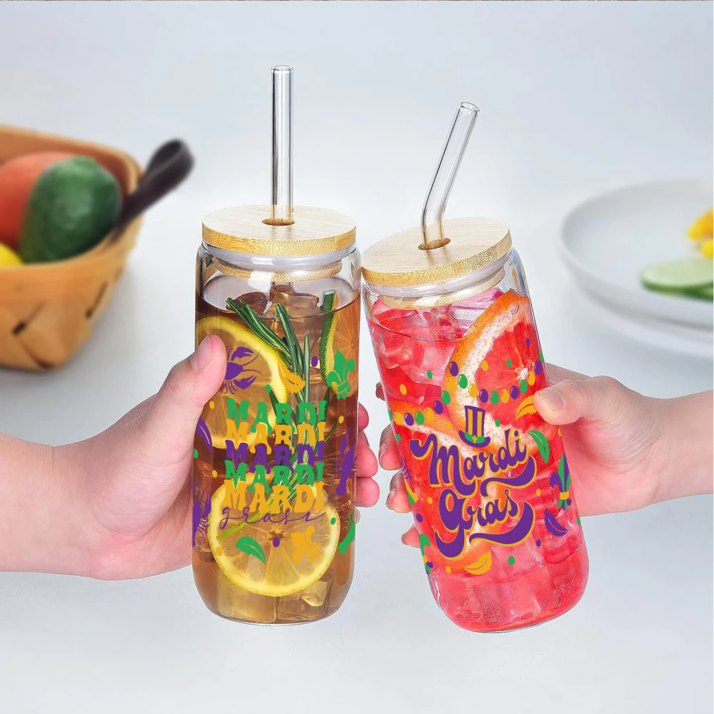 5 Sheets Mardi Gras Patterns UV DTF Stickers UV DTF Transfer Stickers for Glass Cups