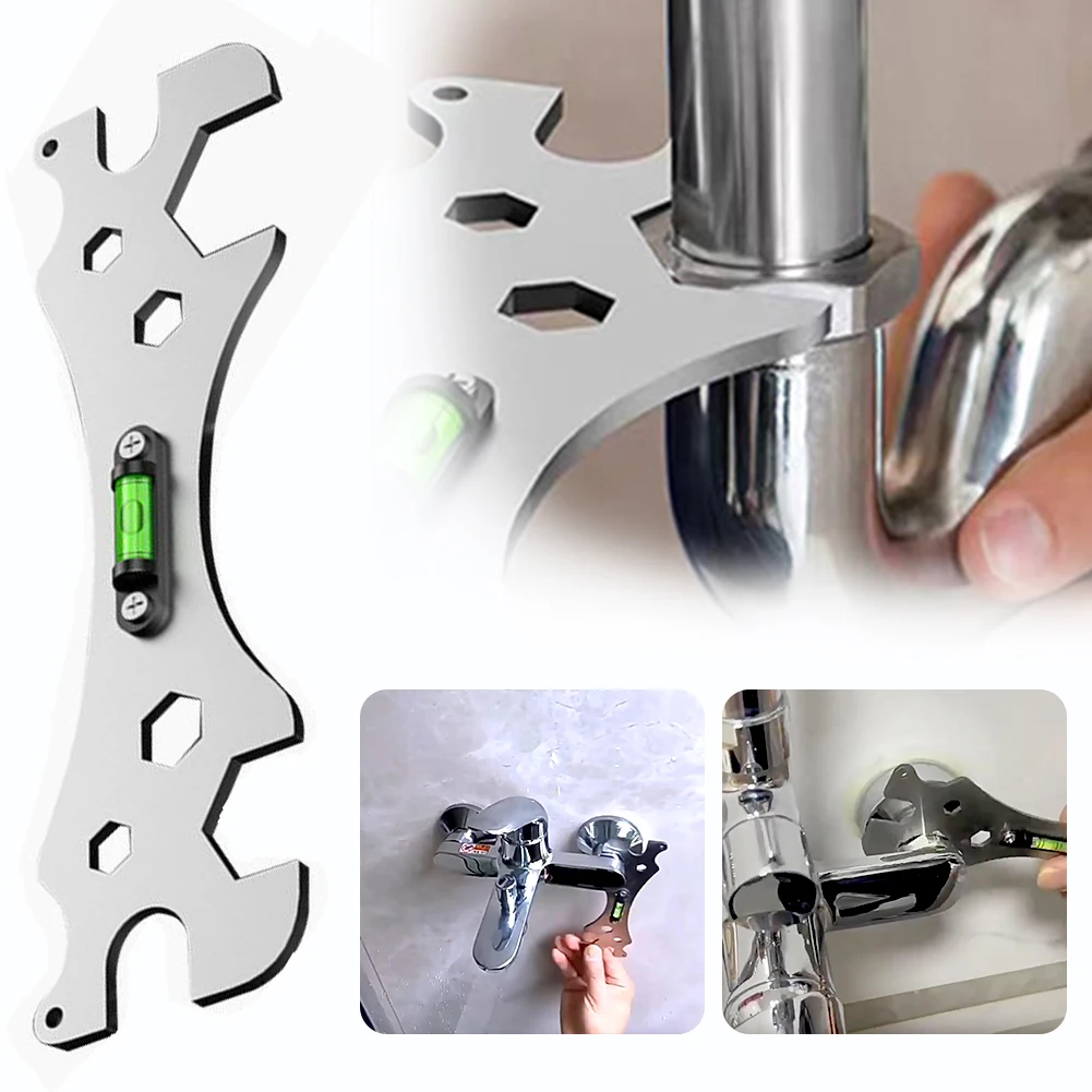 Special Wrench Tools With Level Universal Screw Openings Stainless Steel Self Leveling Shower Wrench Tool For Taps